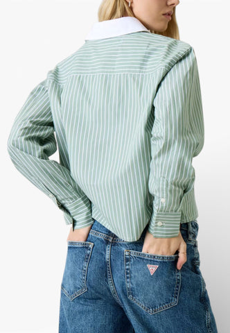 GUESS Camicia Donna Verde Bianco W6RH64WH7Q1-PE26-S83V