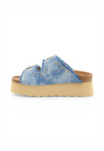COLORS OF CALIFORNIA Ciabatte Donna Blu Denim Borchie HC.BES41N-PE26-DEN