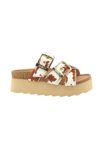 COLORS OF CALIFORNIA Ciabatte Donna Bianco Marrone Animalier HC.BES601-PE26-COW