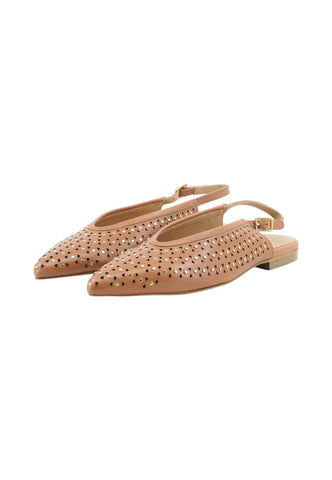 JANET Ballerine Donna Marrone Borchie J-712-PE26-K5