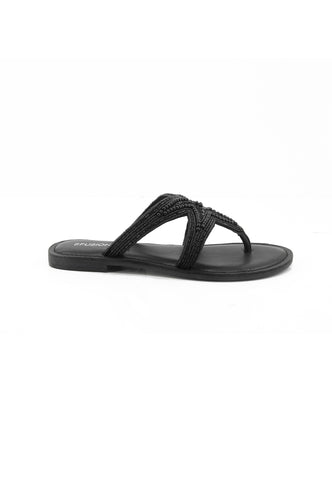 CB FUSION Ciabatte Infradito Donna Nero Perle CBF.R226010-PE26-BLA