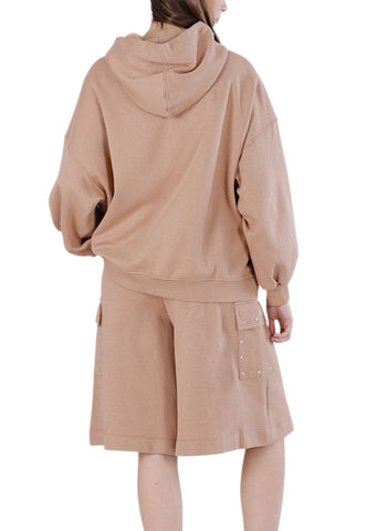 CAFE NOIR Completo Felpa + Bermuda Donna Marrone Borchie C7JF0127-PE26-M064