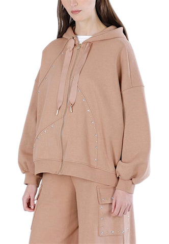 CAFE NOIR Completo Felpa + Bermuda Donna Marrone Borchie C7JF0127-PE26-M064