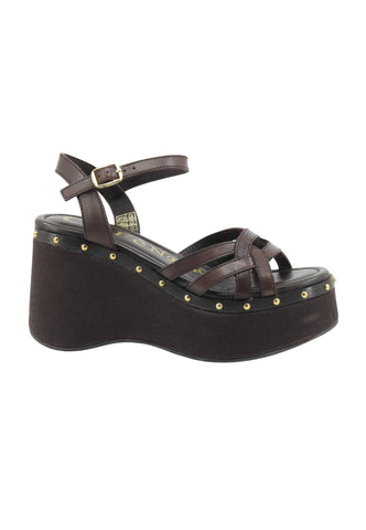 CAFE NOIR Sandali Zeppa Donna Marrone Borchie C1GE1026-PE26-M012