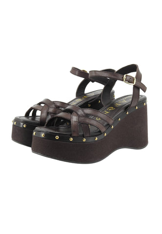 CAFE NOIR Sandali Zeppa Donna Marrone Borchie C1GE1026-PE26-M012