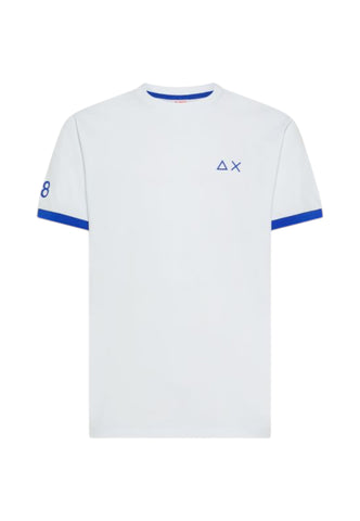 SUN68 T-Shirt Uomo Bianco Blu T36120-PE26-01