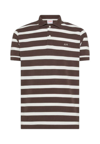 SUN68 T-Shirt Polo Uomo Marrone Bianco A36128-PE26-0831