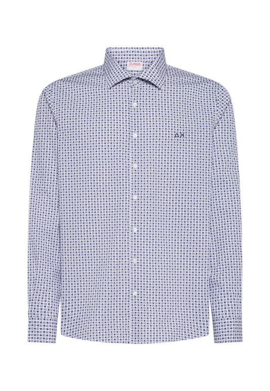 SUN68 Camicia Uomo Blu Bianco S36104-PE26-0158