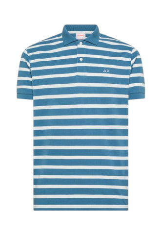 SUN68 T-Shirt Polo Uomo Azzurro Bianco A36128-PE26-5631