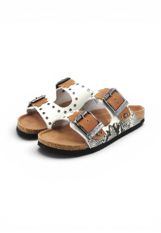 COLORS OF CALIFORNIA Ciabatte Donna Marrone Bianco Animalier HC.BIO604-PE26-TAN