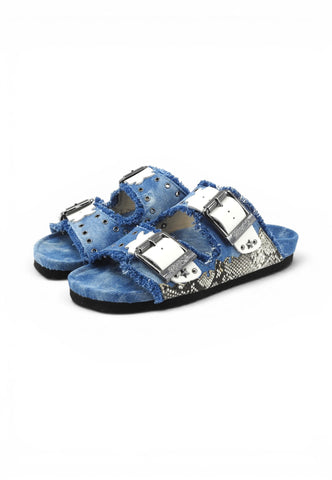 COLORS OF CALIFORNIA Ciabatte Donna Blu Denim Bianco Animalier HC.BIO604-PE26-DEN