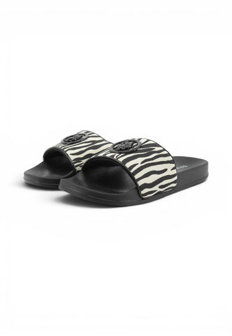 U.S. POLO ASSN: Ciabatte Donna Nero Bianco Animalier IVY002F-PE26-BLK-ZEB01