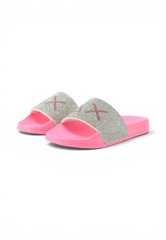 SUN68 Ciabatte Donna Rosa Argento Strass X36211-PE26-62