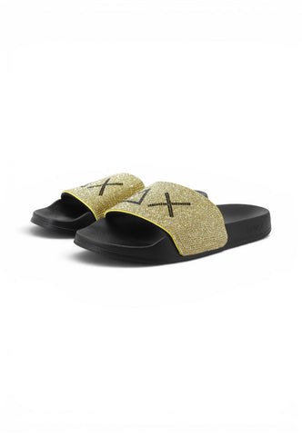 SUN68 Ciabatte Donna Nero Oro Strass X36211-PE26-1143