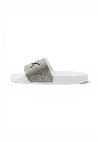 SUN68 Ciabatte Donna Bianco Argento Strass X36211-PE26-01