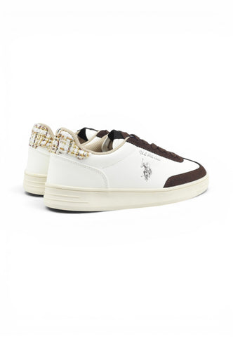 U.S. POLO Sneakers Donna Bianco Marrone ALPHA002A-AI27-WHI-DBR04