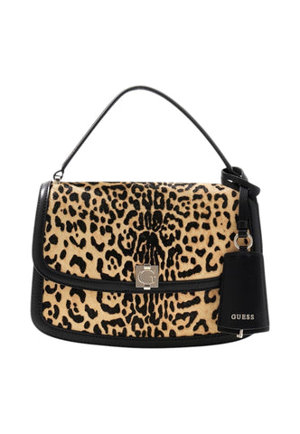 GUESS Borsa A Mano Donna Nero Beige Animalier HWLG9734210-AI27-LEO