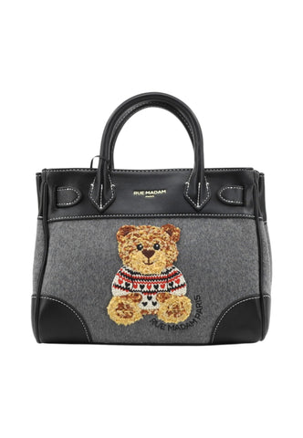 RUE MADAME Borsa A Mano Donna Grigio Nero Orsetto 1618-AI27-GREY
