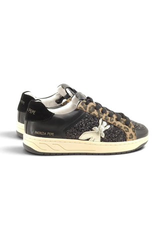 PATRIZIA PEPE Sneakers Bambino Nero Animalier Glitter PK420-01-AI27-K