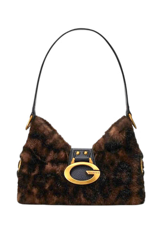 GUESS Borsa A Spalla Donna Marrone Nero Animalier HWLB9308720-AI27-LEO