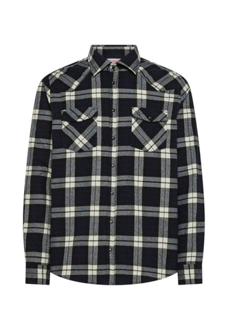 SUN68 Camicia Uomo Nero Blu Bianco S46105-AI27-0711