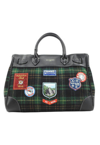 RUE MADAME Borsa Shopper Donna Nero Verde 1591-AI27-TARTAN GREEN