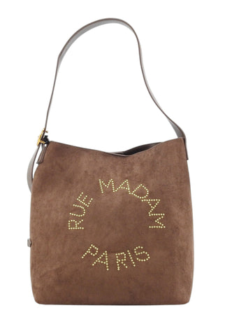 RUE MADAME Borsa A Spalla Donna Marrone Borchie 1599-AI27-SUEDE BROWN