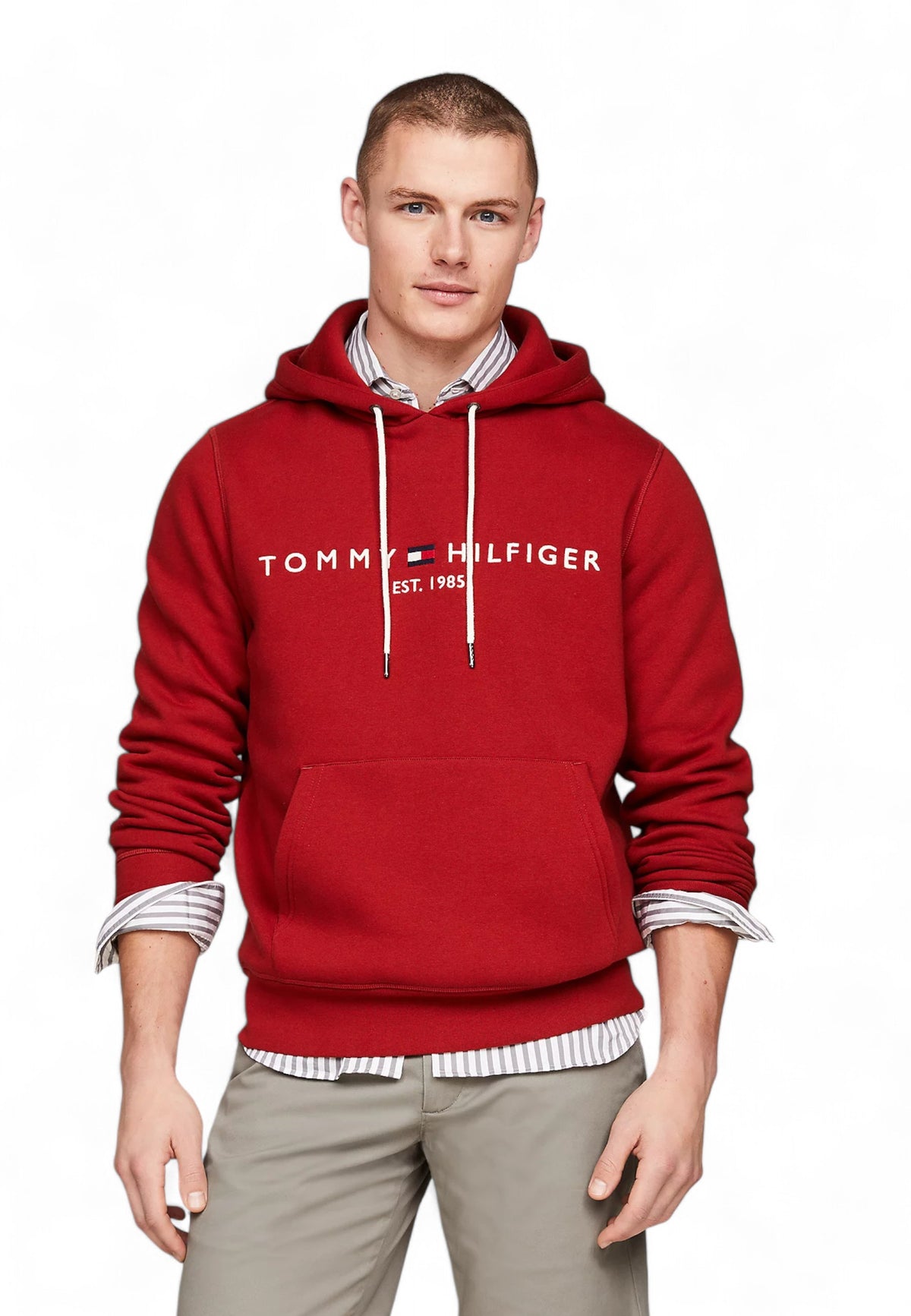 TOMMY HILFIGER Felpa Logo Cappuccio Rosso MW0MW11599