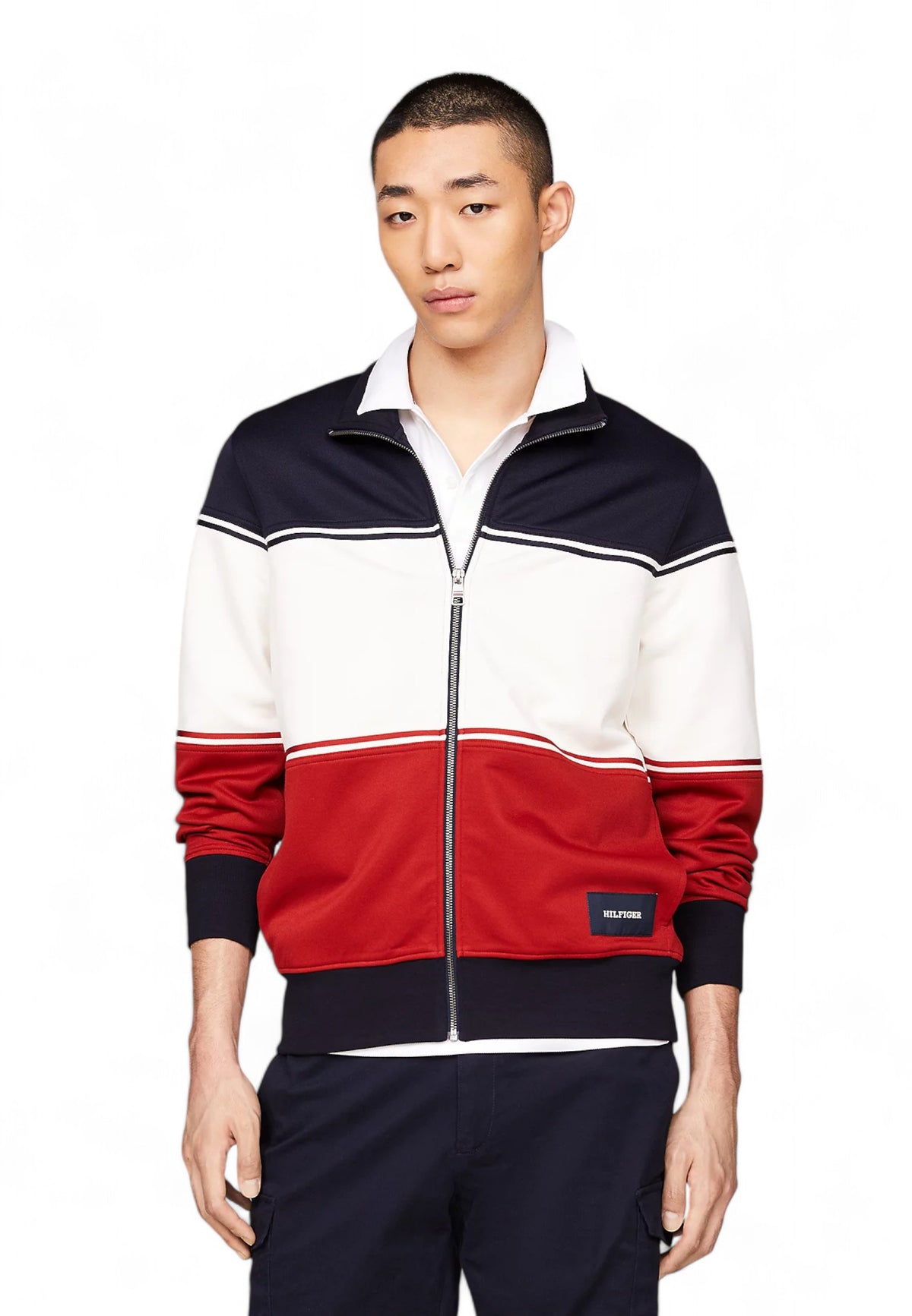 TOMMY HILFIGER Felpa Zip Giacca Blu Bianco Rosso MW0MW35552