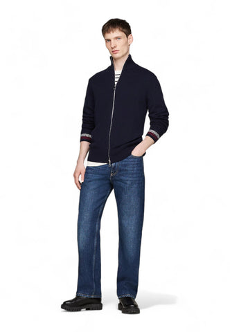 TOMMY HILFIGER Maglione Zip Lana Uomo Blu MW0MW36533