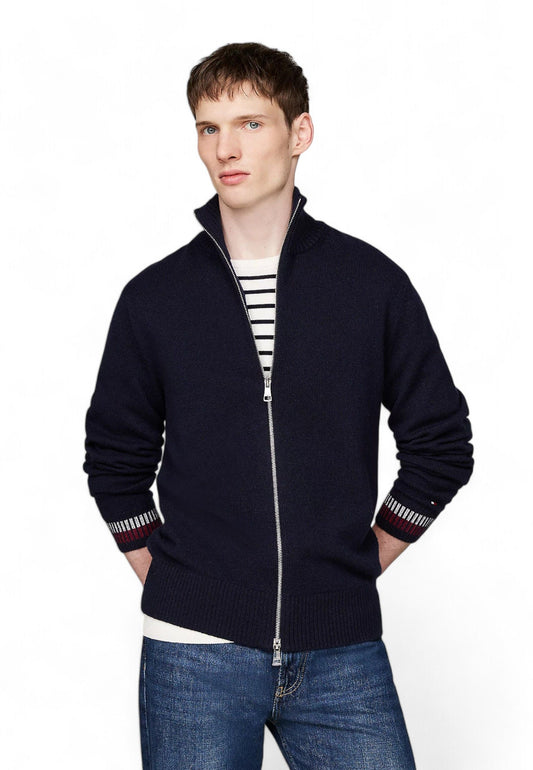 TOMMY HILFIGER Maglione Zip Lana Uomo Blu MW0MW36533