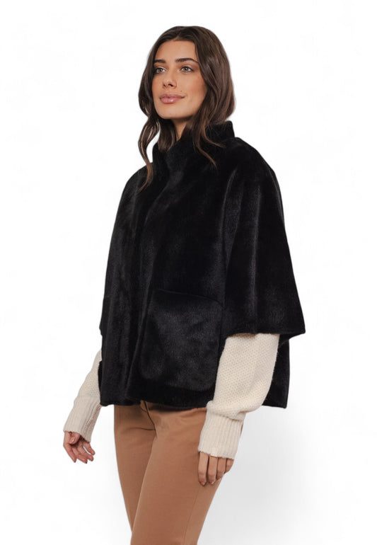 RINO&PELLE Giacca Poncho Ecopelliccia Nero DEWI7002411