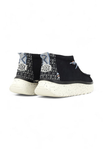 HEY DUDE Running Wendy Peak Hi Suede Sneaker Donna Black 41951-001