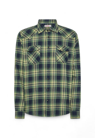 SUN68 Camicia Quadri Uomo Verde Blu S44112