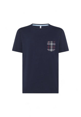 SUN68 T-SHIRT TASCHINO UOMO BLU T44106