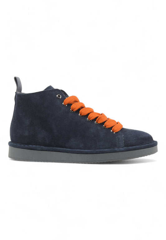 PAN CHIC Ankle Boot Suede Faux Fur Lining Stivaletto Uomo Cobalt Burnt Orange P01M016