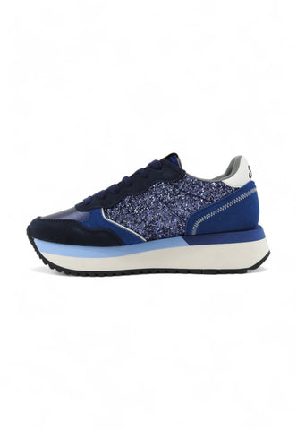 SUN68 Running Strass Big Ally Glitter Sneaker Donna Blu Z44217