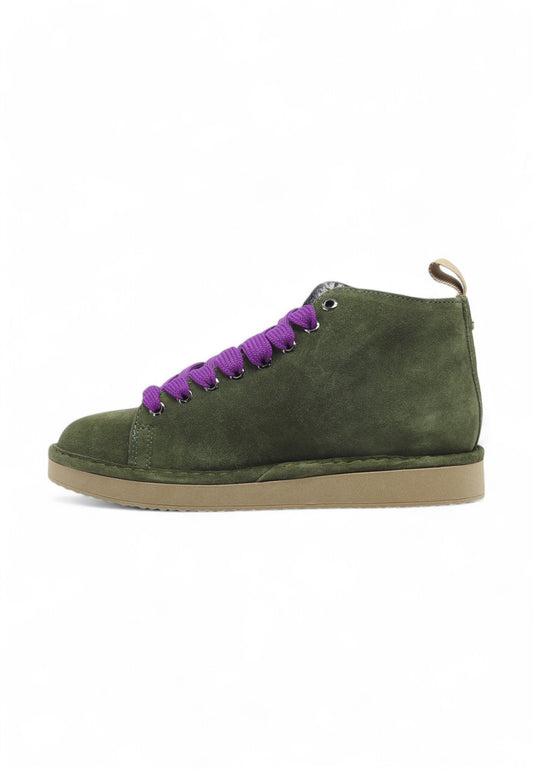 PAN CHIC Ankle Boot Suede Faux Fur Lining Stivaletto Donna Verde P01W016