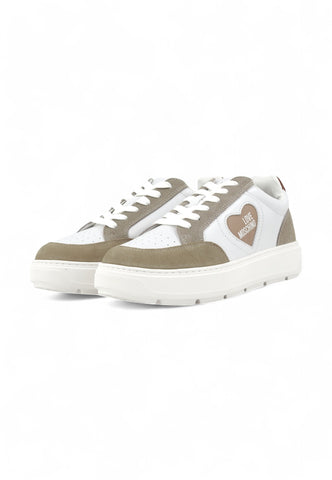 LOVE MOSCHINO Sneaker Suede Lthr Sneaker Donna Bianco JA15154G1MIAA10A-PE25