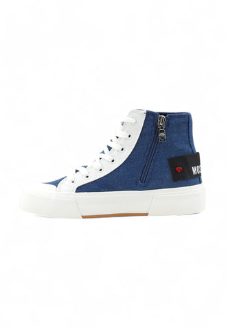 LOVE MOSCHINO Sneaker Jeans Alta Zip Sneaker Donna Blu JA15022G1MJO5700-PE25