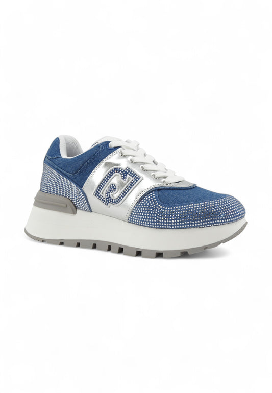 LIU JO Running Denim Strass Logo Sneaker Donna Blu BA5051PX663S3178-PE25