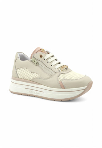 JANET Sneakers Donna Beige Rosa Bianco J-021