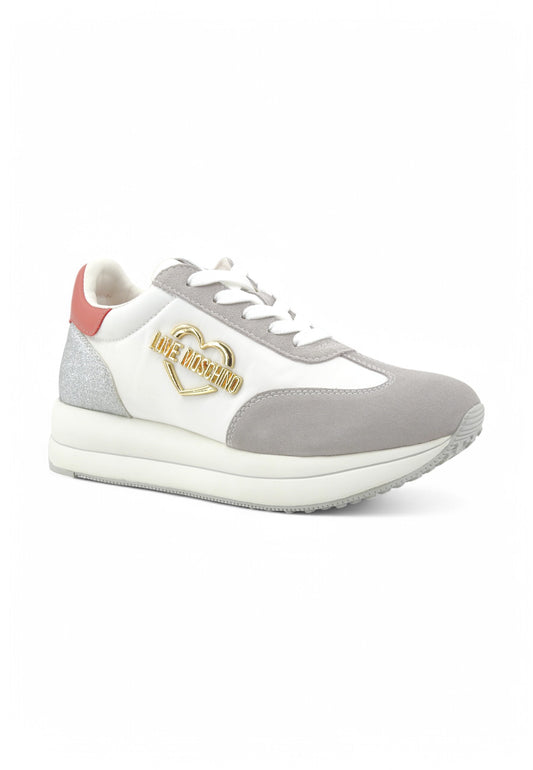 LOVE MOSCHINO Sneakers Donna Bianco Grigio Rosa JA15074G1MINA10A