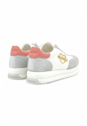 LOVE MOSCHINO Sneakers Donna Bianco Grigio Rosa JA15074G1MINA10A