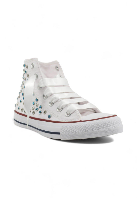 CUSTOM / Converse All Star Chuck Taylos Sneaker Gioielli Studs White Light Blue - Sandrini Calzature e Abbigliamento