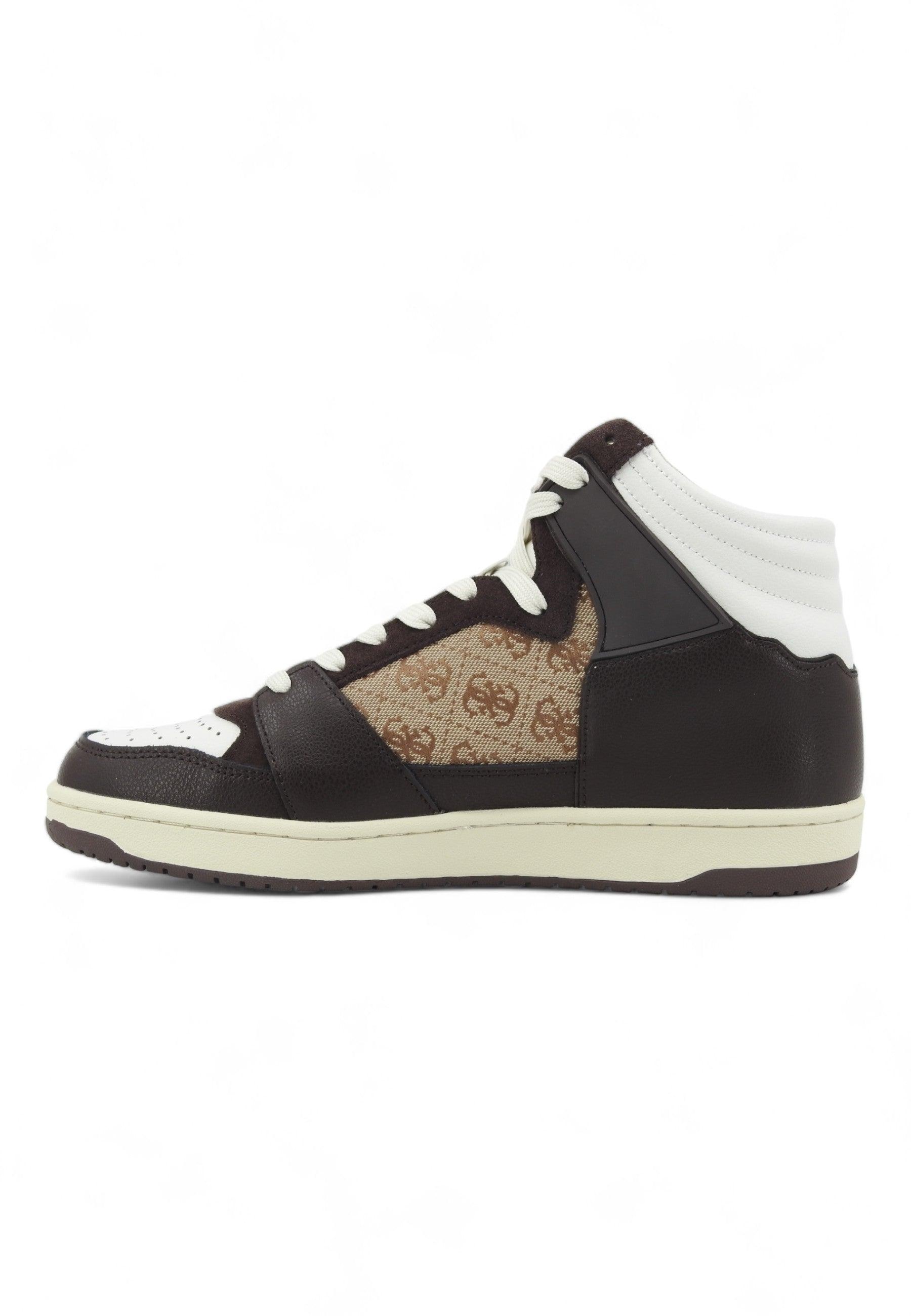 GUESS Sneaker Basket Hi Uomo Beige Brown FMJSAMFAP12 - Sandrini Calzature e Abbigliamento