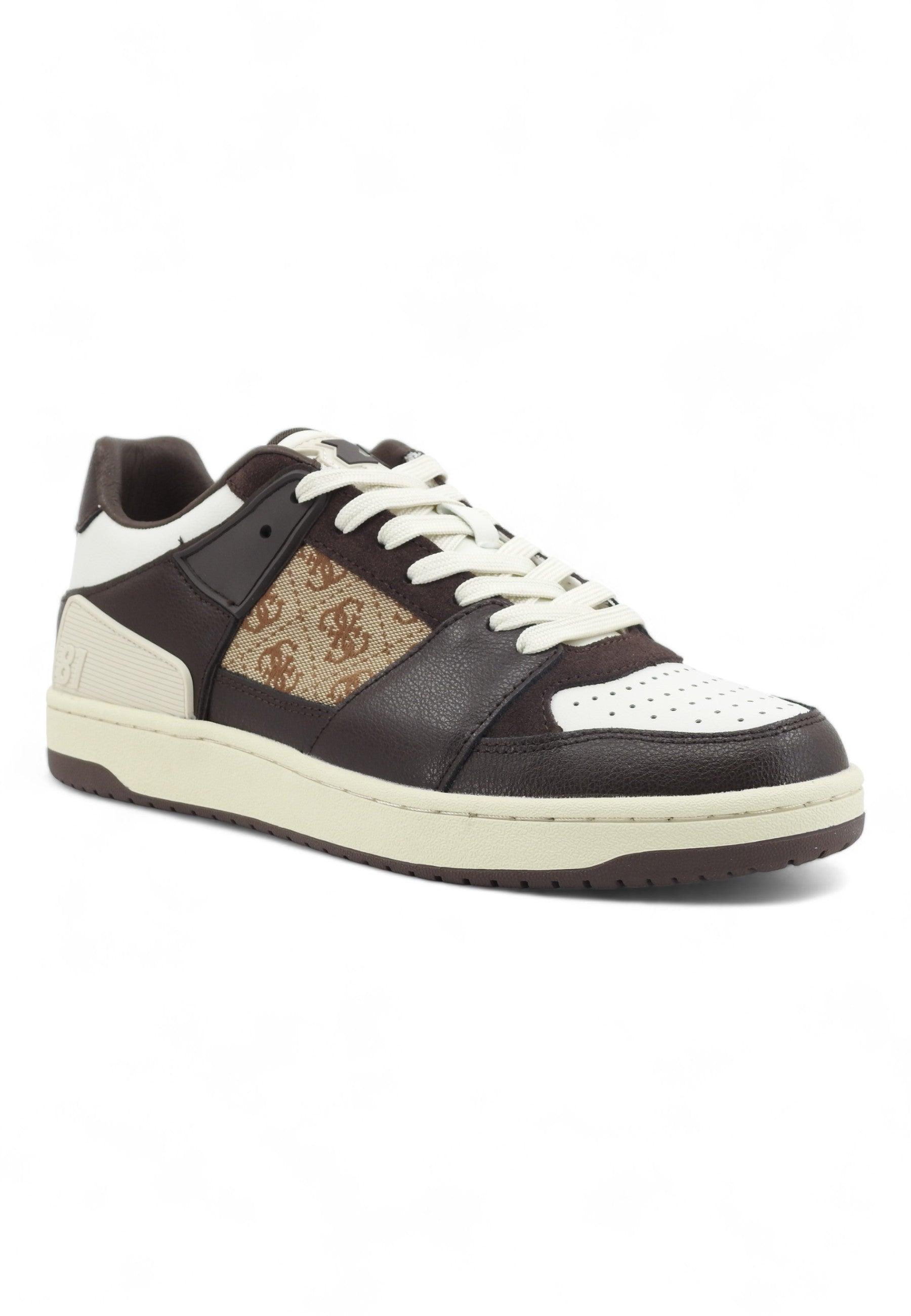 GUESS Sneaker Basket Ox Uomo Beige Brown FMJSAWFAP12 - Sandrini Calzature e Abbigliamento