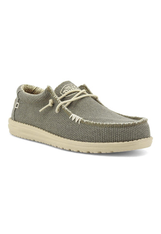 HEY DUDE Wally Braided Sneaker Vela Uomo Army Verde 40003-3VE - Sandrini Calzature e Abbigliamento