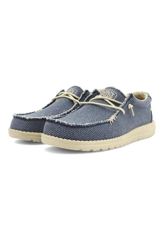 HEY DUDE Wally Braided Sneaker Vela Uomo Blue Night 40003-4NM - Sandrini Calzature e Abbigliamento