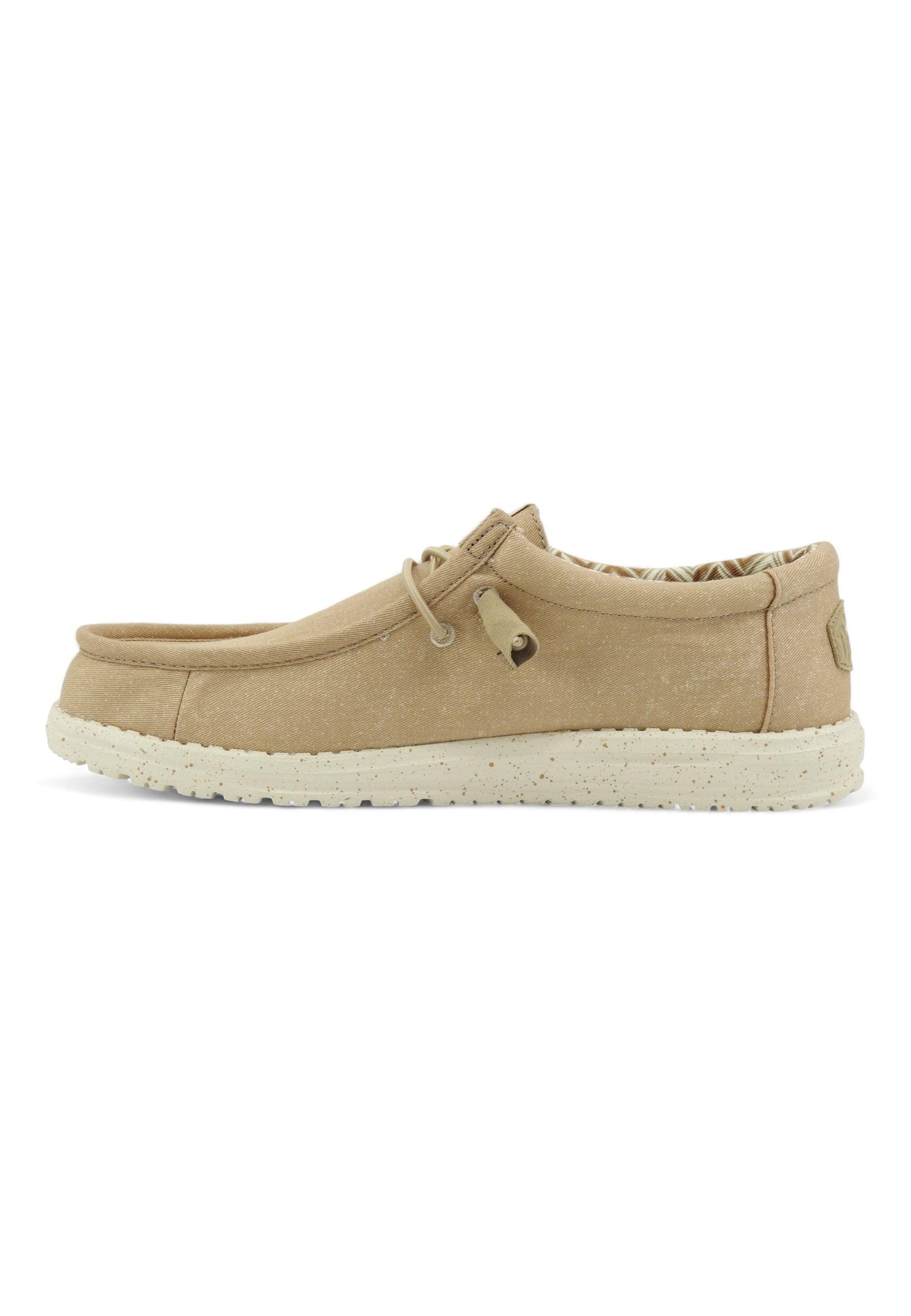 HEY DUDE Wally Canvas Sneaker Vela Uomo Tan Beige 40700-265 - Sandrini Calzature e Abbigliamento